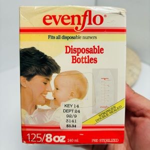 EvenFlo Disposable Bottles 8oz Fits All Disposable Nursers Pre Sterilized 125 Pk